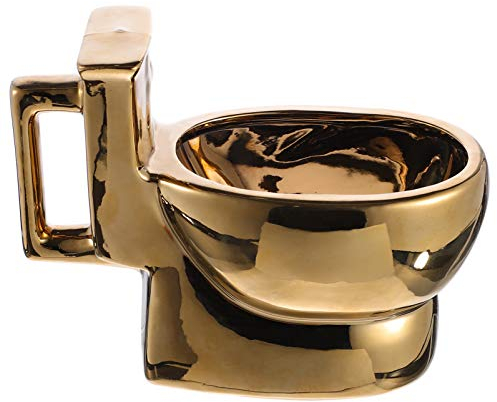 jojofuny Lustige Tassen: 400ML Keramik Toilette Tasse - Golden Toilettenbecher Kaffeebecher FüR Partys Und Zuhause - 3D Poop Design Trinkbecher FüR Tee, Milch, Saft