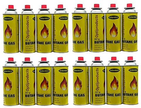 Butane Gas Canisters Camping Gas for Camping Stove, Blowtorch, BBQ, Gas Weed Burner Gas Canister Gas Cartridge Gas Cylinders Refill Tins Bottle EN417 220g (Pack of 16 Can 220g)
