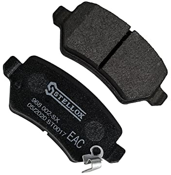 STELLOX 968 002-SX Bremsbelagsatz, Scheibenbremse (4 Stücke) – Verschleißwarnkontakt enthalten – ECE-R90 Zertifizierung – vier Bremsbeläge pro Set – Für PKW