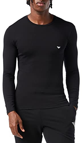Emporio Armani Men's Basic T-shirt, Stretch Cotton T Shirt, Black, S UK