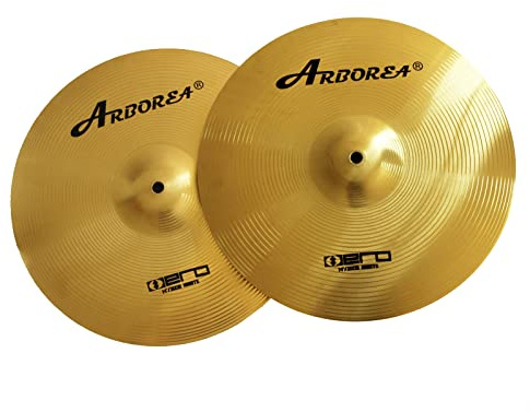 Arborea Hi Hat Cymbals Hero Brilliant Finish Bright Sound 14 Inch Drum High Hat Cymbals For Practice (14Hi-Hats)