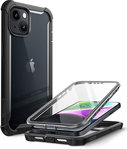 i-Blason Ares Designed for iPhone 14 Plus Case 6.7 inch (2022 Release), Dual Layer Rugged Clear Bumper Case with Built-in Screen Protector (Black)