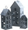 Spetebo Laterne MALMÖ 3er Set 43/31 / 20 cm zum Hängen - dunkelgrau - Metall Windlicht in Haus Form mit Herzen - Deko Kerzen Halter Ständer Lampion für Außen und Innen