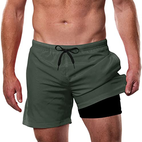 Dancinova Shorts de Bain Homme, Maillot de Bain Homme Boxer Trunks Doublure de Compression étanche Séchage Rapide de Imprimé Short