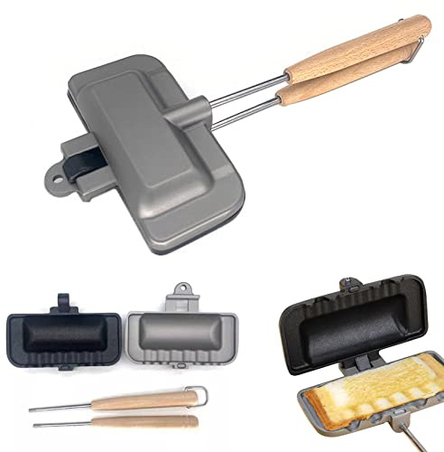 Longzhuo Breakfast Sandwich Maker, Double-Sided Removable Sandwich Baking Pan, Non Stick Frying Pan, Grilled Cheese Maker,Flip Grill Pan, Sandwich Baking Tray for Pancakes, Omelets, and Hot Dog Toast
