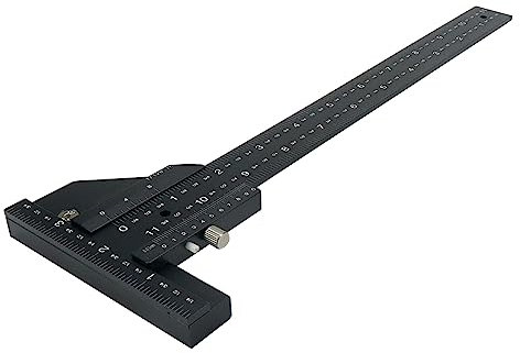 LC LICTOP Schwarzes T-Typ, Holzbearbeitung, multifunktionales Lineal, Anreißer, Messgerät, Schreiner, DIY-Werkzeuge
