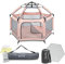 tenty Baby Pop-Up Laufgitter Set für drinnen und draußen - 150 x 100 cm - mobiler Laufstall mit Tragetasche, UV-Dach und Bodenmatte - für zuhause, Reisen, Camping - Grau/Rosa (Grau/Rosa)