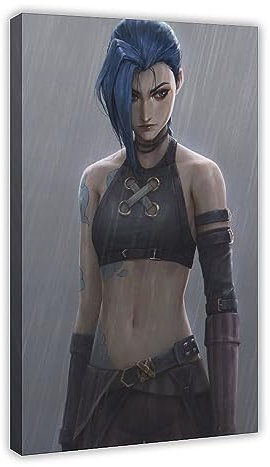 THNIKK Jinx Character League of Legends Game Decor Poster Leinwand Poster Schlafzimmer Dekor Sport Landschaft Büro Zimmer Dekor Geschenk Rahmenstil 60 x 90 cm