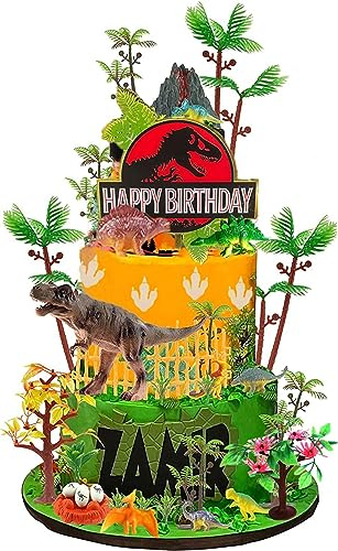 SunAurora Lot de 40 décorations de gâteau dinosaures - Décoration de gâteau - Palmier - Décoration de gâteau - Pour thème dinosaure - Décoration miniature ou décoration de gâteau