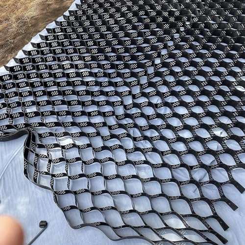 Stabilizzatore Ghiaia Geogriglia Stabilizzatrice di Ghiaia Tagliabile a Nido D'ape, Griglia di Terra Geocell per Garage da Giardino Nera Alta 5 Cm/ 2 Pollici, per Riempimento di Sassi D'erba per Viale