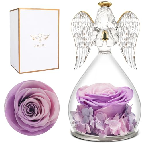 Miofula Ewige Rose Engel Geschenke für Mama, Ewige Rosen Engel Figur Geschenke für Frauen, Geburtstagsgeschenk für Oma Mutter Freundin zum Weihnachten Muttertag