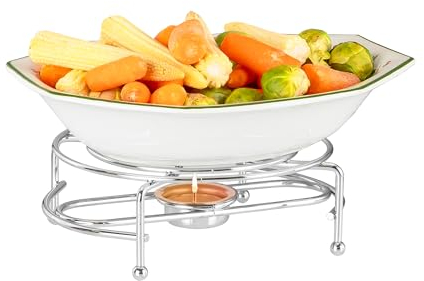 Innoteck Essentials Chrome Food Warmer 18cm - with Single Tea Light Candle - Keep Your Food Hot - Ideal for Buffet Catering, Restaurants, Dinner, Weddings, Parties, and Picnic