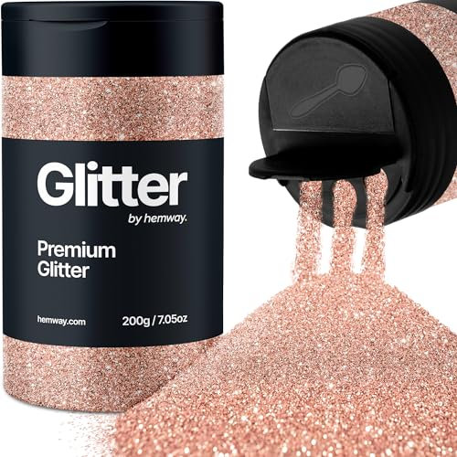 Hemway Premium Glitter Shaker - Rose Gold | Ultrafine Metallic Flake Sequins for Resin & Epoxy Crafts | Craft Supplies for Tumblers, Festival, Hair, Face, Body, Eye & Nail Art | 210 g