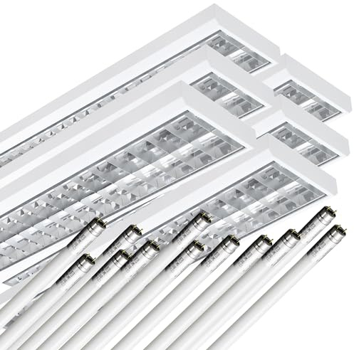 ELG Leuchten 6 x LED Rasteranbauleuchte 120cm 2-flammig 15,6W 2500lm 4000K | 12x 15,6 Watt, 2500lm 4000K Neutralweiß, 160 lm/W, optional Pendelleuchte