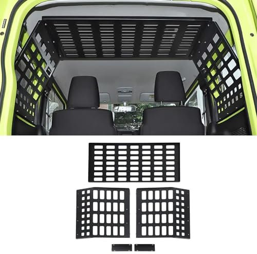 GOYMFK Auto Hinten Kofferraum Regal Lagerung Halterung Gepäckträger für Suzuki Jimny 2019 2020 2021 2022 2023 Schwarz Aluminium Legierung Innen Zubehör