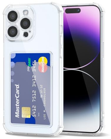 Svanove for iPhone 14 Pro Max Case Wallet Clear, Card Holder Case with Credit Card Slot, Thin Slim Transparent Silicone Grip Soft Rubber Protective Shockproof Airbag Bumper for Women, Clear