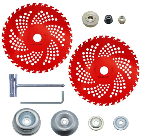 VIDICA Lot de 2 lames de désherbeur à pointe en carbure de tungstène de 22,9 x 36 cm avec kit adaptateur universel pour débroussailleuses, désherbeurs