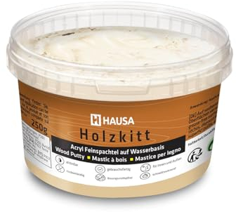 HAUSA Holzkitt 250 g Birke Holzspachtelmasse, Kitt für Holz, Holzspachtel/Füllmasse zum Reparieren von Holzschäden gebrauchsfertig ausgezeichnete Füllkraft schnelltrocknend rissbeständig
