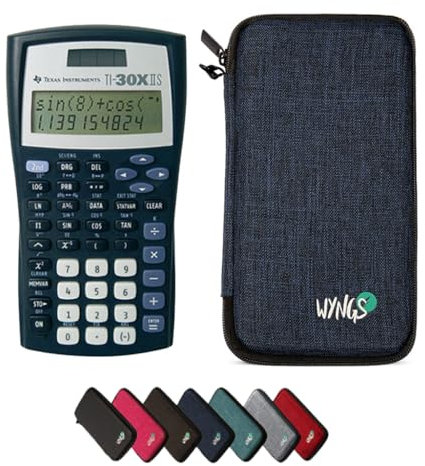 TI-30XIIS inkl. WYNGS Schutztasche Blau - Wissenschaftlicher Taschenrechner - Basic Set