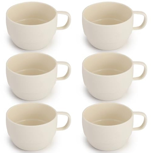 ReaNea Juego de 6 tazas de café de 12 onzas, tazas de plástico ligeras y duraderas para el hogar, al aire libre, picnic, camping, idea de regalo de cumpleaños