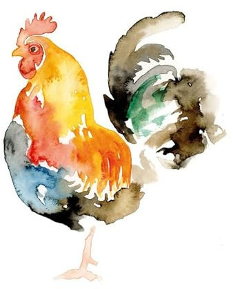 20 Servietten Tiere Hahn in Wasserfarben als Tischdeko. Papierservietten mit Motiv. Auch für Decoupage und Serviettentechnik 33x33cm