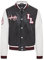 Infinity Leather Herren-Baseball-Bomberjacke aus schwarzem und weißem Letterman-Leder