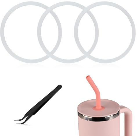 Lot de 3 Joints pour Bouteille d'Eau avec Une Pince à Épiler, Joint d'Étanchéité de Rechange pour Hydro Flask Travel Tumble Bouteille d'Eau 32/40OZ (Blanc)
