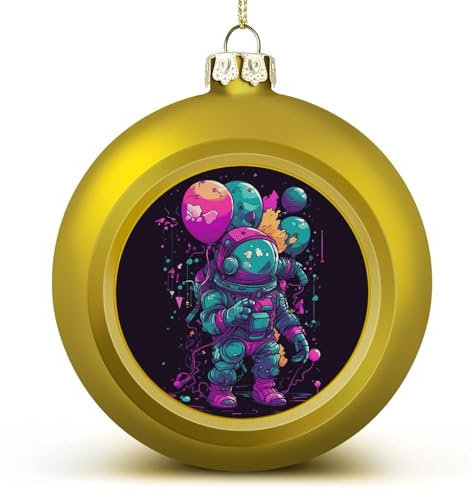2024 Weihnachtskugel-Ornamente, groß, bruchsicher, Astronaut und Ballon, Weihnachtsbaumschmuck, Kugeln, goldener Stil, hängende Weihnachtsschmuck für Weihnachtsbaum, Feiertagsdekoration