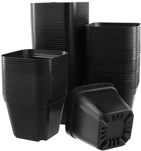 MOUYAT Lot de 100 pots de fleurs en plastique de 10 cm pour semis, boutures, transplantation, noir, 10 x 7 x 8 cm