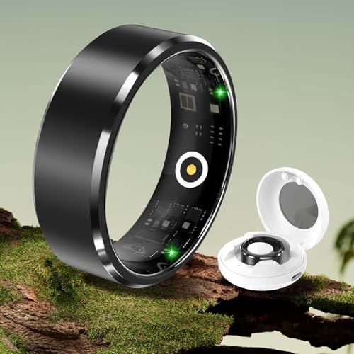 YD LIFE Smart Ring für Herren Damen - 2025 AI Fitness Tracker 5 ATM Wasserdicht mit Temperaturmessung,100+ Sportmodi,Schlafmonitor,Herzfrequenz, SpO2, Smartring für Android iOS (Schwarz, #9-19.5mm)