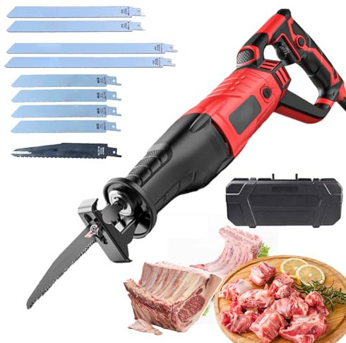 KLYDBMYT Scie à os de Boucher de Version supérieure, scie à os électrique Professionnelle à Domicile de 4800 W avec têtes de scie, rotative à 180 °, régulation de la Vitesse de Rotation