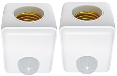 Acbmveen 2pcs Motion Sensor Light Socket E27 Motion Detector Lamp Holder Socket Automatic Human Infrared Sensor Lamp Holder UK Plug