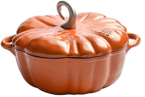 Pumpkin-Shaped Dutch Ovens,Cast Iron Dutch Oven,Multi-Purpose Cooking Pot, Enameled Cast Iron Skillet,Cooking Pot Casserole With Lid And Handles, Enamel Cookware Crock Pot For Soup Porridge Stew,3.7L(