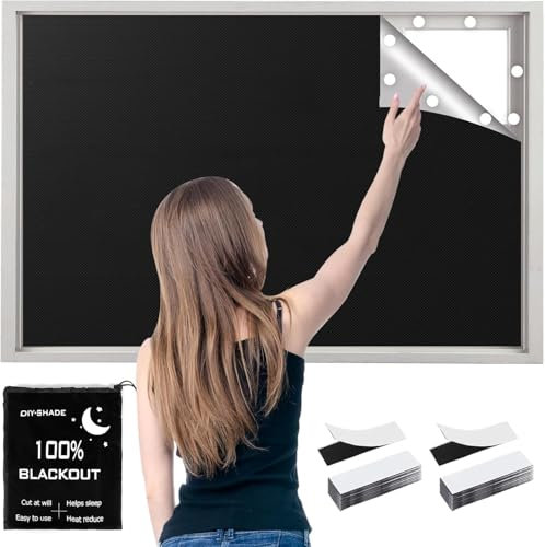 Verdunklungsrollo ohne Bohren 420D Oxford, 400 x 145 cm Fenster Verdunkelung, Tragbare Reise Verdunkelungsrollo, 100% Verdunklungsstoff Dachfenster Sonnenschutz Innen Rollo für Urlaub