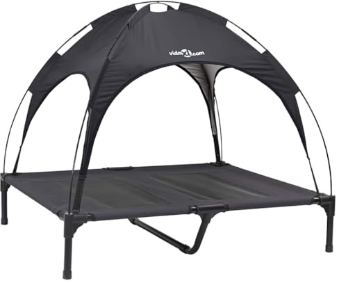 vidaXL Hundebett Schwarz 92 x 77 x 82,5 cm Stahl, Hundebett für Garten und Terrasse, modern, leicht, fleckabweisend, Kratzfest, erhöht, rechteckig