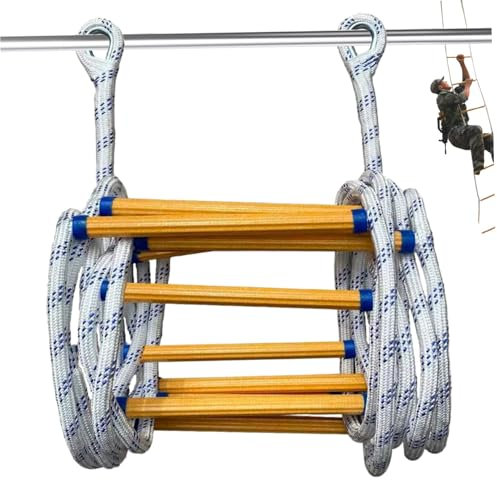 10ft Rope Ladder Heavy Duty Emergency Fire Escape Ladder with Hooks Non Slip Nylon for Balcony Window Rescue Outdoor Climbing Training Survival