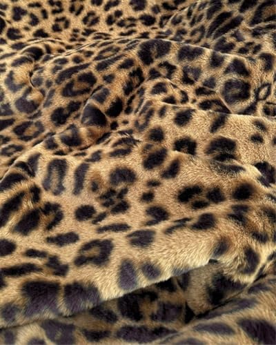 Tissu Fausse Fourrure Poil Court Animaux 4 Coloris - Vendu au Mètre - 330g/m² Largeur 160cm (leopard camel)
