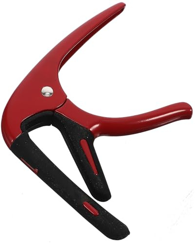 GARVALON Gitarren Capodaster mit Metallklemme und Roter Silikonbeschichtung Verstellbar mit Plektrum für Konzert und E Gitarren Instrumentenzubehör