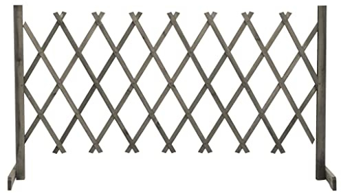 Expandable Garden Trellis Fence, Solid Firwood Grey, 150x80 cm Outdoor Pet Barrier, Decorative Animal Barrier for Climbing Plants, Yard & Garden Privacy