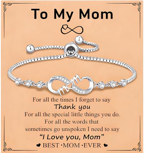 IMINI Unendlichkeits-Charm-Armband, versilbertes Kupfer & CZ-Kristall – An meine Tochter oder Mutter, Liebe inspirierender Schmuck für Frauen Mädchen, verstellbare 26 cm Kette, Geschenk für Geburtstag