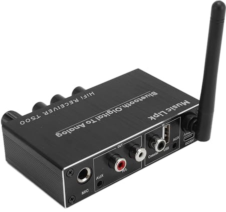 Cuifati Ricevitore Bluetooth 5.3, Convertitore Altoparlante Amplificatore Microfono USB con Telecomando, per Domestico
