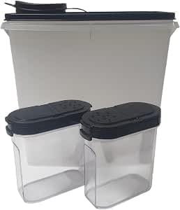 Tupperware Eidgenosse - Set di barattoli per spezie, 2,8 litri, colore nero trasparente, XL, con chiusura ermetica, 2 x 250 ml, senza BPA