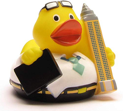 Duckshop I Badeente I Quietscheente I City Duck Frankfurt I L: 7,5 cm I inkl. Badeenten-Schlüsselanhänger im Set
