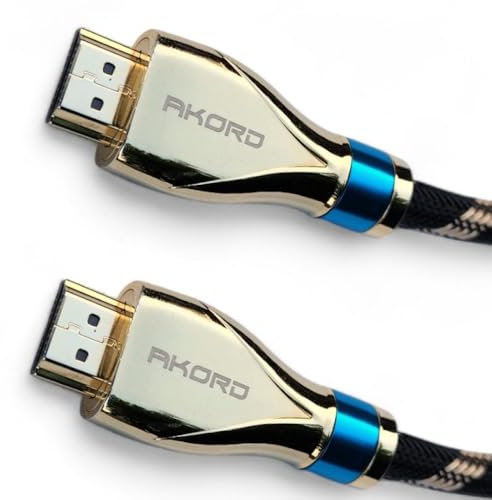 AKORD HDMI 2.1 Cable 1.5m – 8K 60Hz / 4K 120Hz Ultra High Speed, 48Gbps, eARC, HDR10+, VRR, Braided Nylon, Gold-Plated Connectors