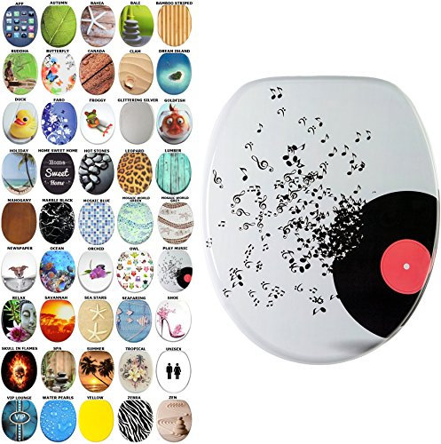 Sanilo Soft Close Toilet Seat, Wide Choice of New Toilet Seats, Stable Hinges, Easy to Mount (Play Music)