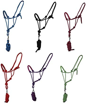 NETPROSHOP Knotenhalfter mit Führstrick für Bodenarbeit Auswahl Pony, Cob oder Full, Groesse:Cob, Farbe:Blau