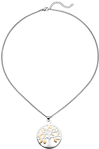 Jobo Damen Collier Kette mit Anhänger Lebensbaum Edelstahl bicolor 46 cm verkürzbar