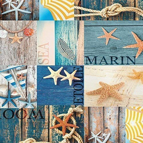 KEVKUS Wachstuch Tischdecke Meterware Maritim Sealife Seestern Marine C147330 Größe wählbar in eckig rund oval (50 x 140 cm eckig)