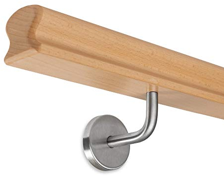 Handlauf Buche lackiert - 55x50mm - Omega inkl. Halter zum Einschrauben (200 cm)