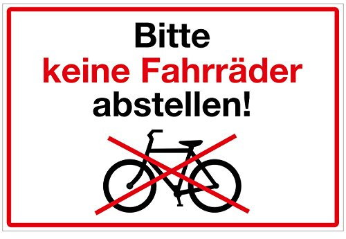 WANDKINGS Hinweisschild - Bitte Keine Fahrräder abstellen! - stabile Aluminium Verbundplatte - Wähle eine Größe - 20x15 cm